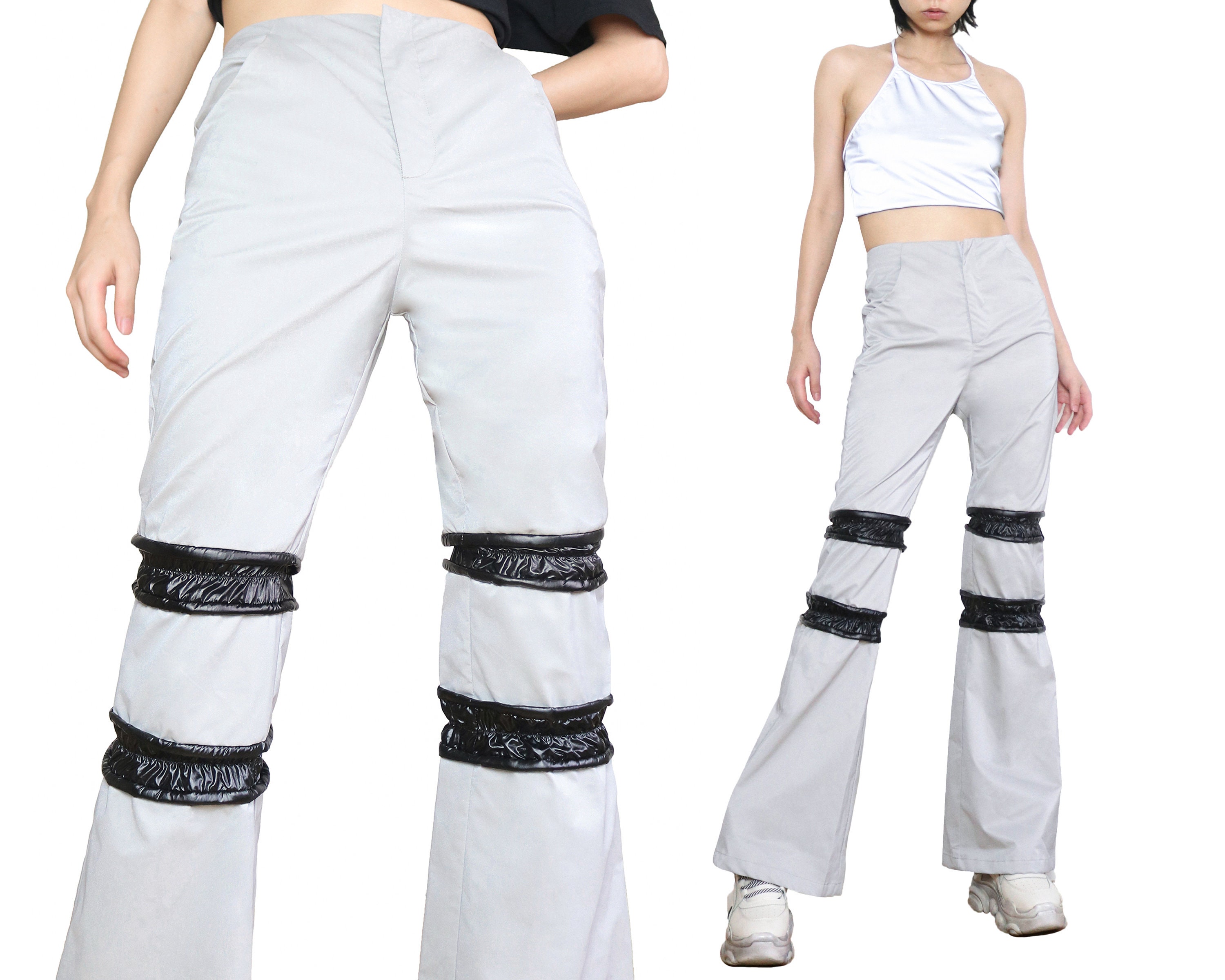ShonenProject™ Futuristic Poly Coating Flare Pants / Cyberpunk | Etsy México