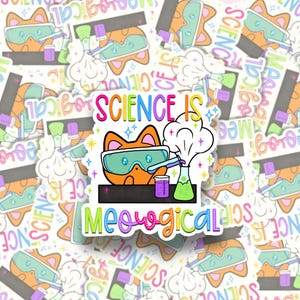 科学はニャーギカルなステッカー | かわいい猫の科学者 | 科学愛好家と計画者のための手描きのかわいいステッカー