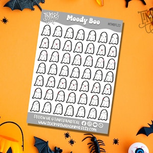 Spooky Cute Mood tracker stickers - ghost Planner stickers - Emotionele stickers - dagboek stickers - herfst planner stickers