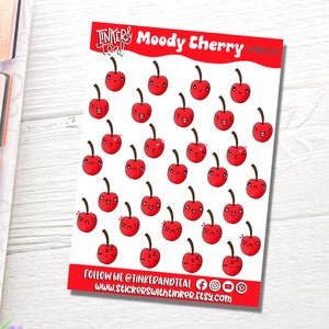 Autocollants Cherry Mood Tracking, trackers d'humeur, autocollants de planificateur, autocollants cerise.,