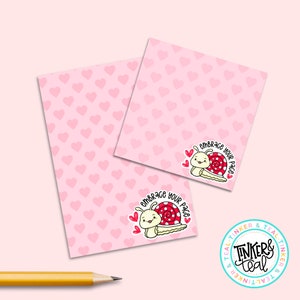 Inspirational Kawaii Spring Snail Notepad - A6 Stationery Notepad Letter Paper - A6 Stationery Pad - Kawaii Pad - Letter Paper - 50 Sheets