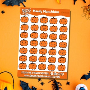 Spooky Cute Mood tracker stickers - pompoenen Planner stickers - Emotionele stickers - dagboek stickers - herfst planner stickers