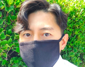 3 Soft Black Face Mask, Same Day Shipping, Reusable/Washable, Double Layer and Elastic Strap
