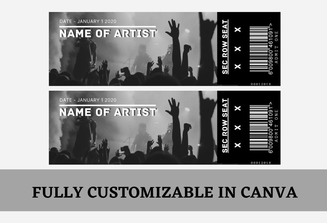 Concert Ticket Template Canva Template Creative Customizable Template