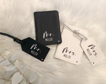 Passport cover | Luggage tag | Mr. & Mrs. | personalized | Travel set | Wedding gift | vacation |