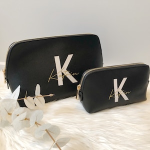 Kosmetiktasche | personalisiert | Buchstabe mit Name | Kulturtasche | mit Initialen | Geschenk | Weihnachten |veganes Leder