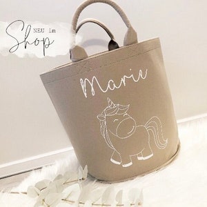 Spielzeugaufbewahrung | Korb aus Filz | personalisiert | Tiermotive | Einhorn