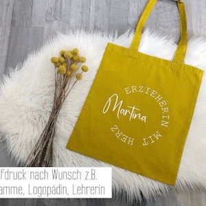 Baumwolltasche | Erzieherin | Lehrerin | mit Herz | personalisiert | mit Namen | Geschenk |  Stofftasche |  Jutebeutel