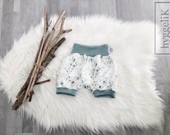 Kurze Pumphose | Shorts | Baby | Kleinkinder | Watercolour Eukalyptus Gr.40/44- 110/116