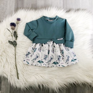 Dress | Girly Sweater | Baby | Toddlers | Watercolor Flowers | Lagoon Gr. 56-104