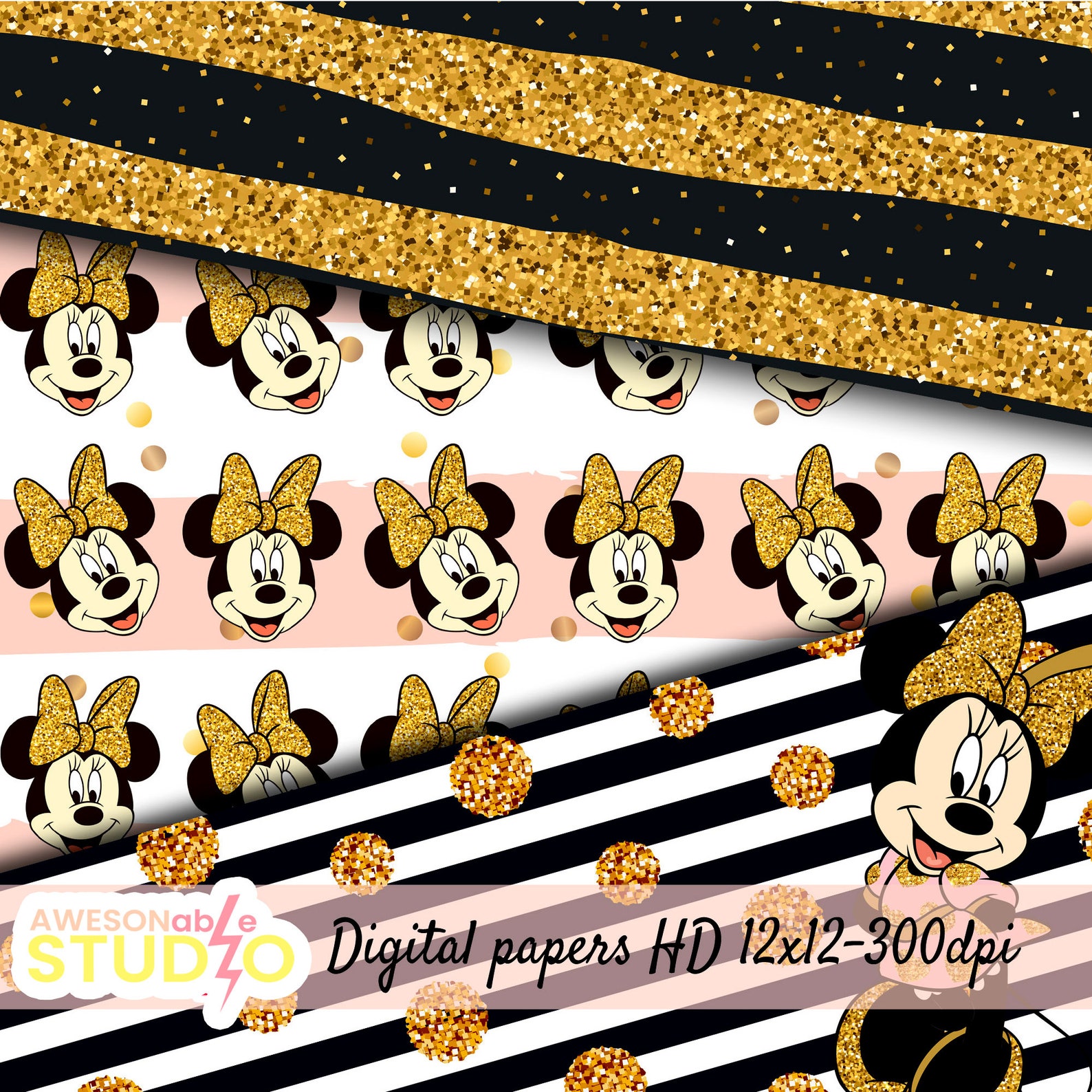 Minnie Mouse Gold And Pink Printables