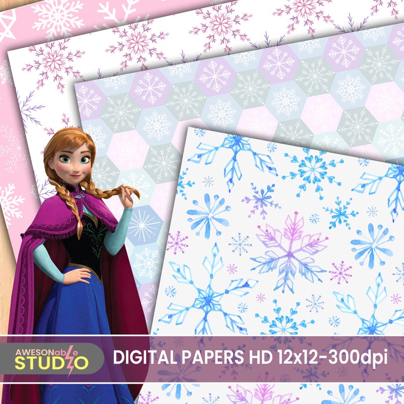 Frozen Digital Paper Olaf Elsa Let It Snow Scrapbook Paper Etsy Canada