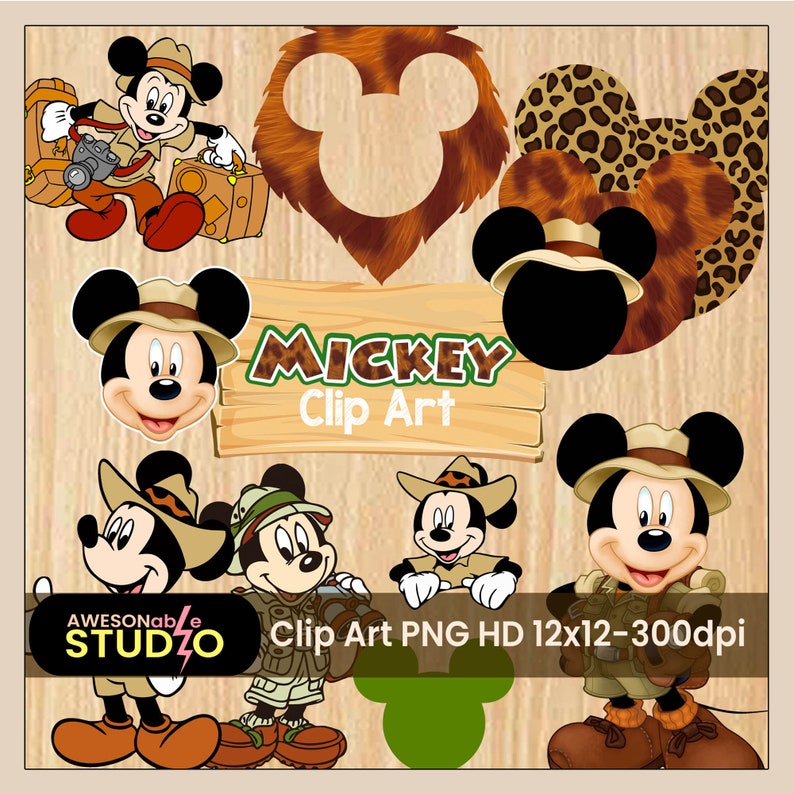 Mickey Mouse Safari Digital Paper Animal print pattern | Etsy