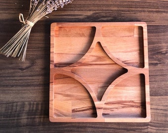 Wooden Snack Plate|Wooden Decor|Nut Platter|Custom Table Decor|Serving Tray|Wood Plate with Sections|Gift for her|Wood Art|Housewarming Gift