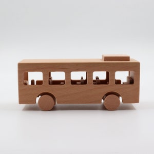 Wooden School Bus ToyMontessori Natural Toy Gift For KidsToddler Push ToysWaldorf ToysBaby Shower GiftBirthday Gift Toy For Toddlers imagem 5