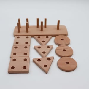 Houten educatieve geometrische blokken| Waldorf-speelgoed leren|Montessori natuurlijk houten speelgoed|Kinderen leren puzzelspeelgoed|Bouwstenen|Peutercadeau|