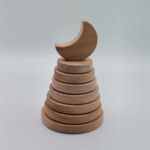 Montessori Stacking Toy|Sorting Tower with Moon|Educational Toy For Kids|Safe Toddler Toy|Ring Stacker Toy|Birthday Gift For Toddlers