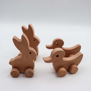 Wooden Duck and Rabbit Toy Set|charming Handmade Wood Toy|safe and ...