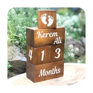 Set of 5 Baby Name Custom Sign|Personalized Baby Cube|Wooden Letter Name Block|Nursery Kid Name Sign|Wood Baby Shower Gift|New Mom Gift
