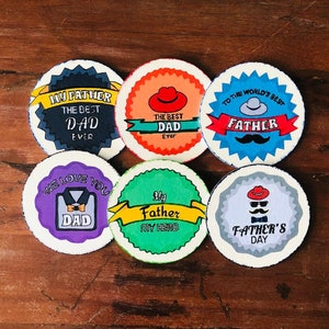 Best Dad Ever Holzuntersetzer|Set mit 6 handgemalten Dad Untersetzern|Geschenk für Papa|Lustige Vatertagsgeschenke|Vater Geburtstag|Getränkeuntersetzer Geschenk für Ihn