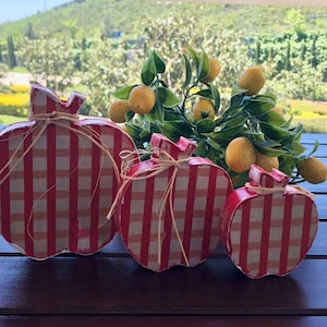 Set of 3 Hand Painted Apples|Wooden Decor|Custom Table Decor|Acrylic Painting|Original Home Decor|Ornament|Handmade Art|Housewarming Gift