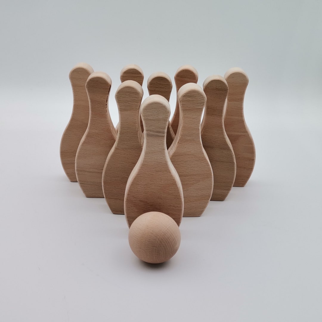 Wooden Bowling Set for Kids|natural Wood Toy for Toddlers|waldorf ...