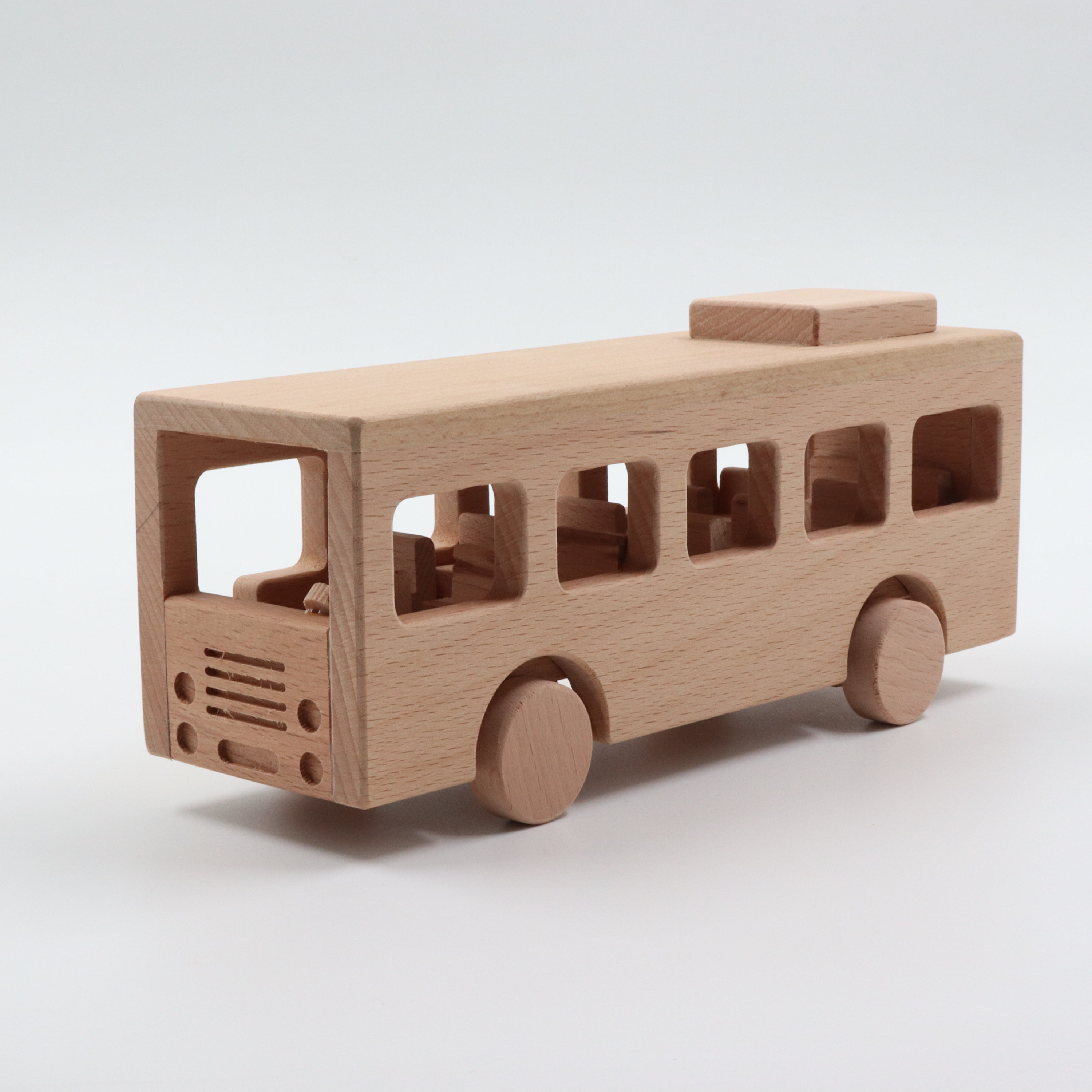 Wooden School Bus Toy|montessori Natural Toy Gift for Kids|toddler