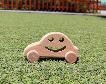 Wooden Toy Car|Birthday Gift For Kids|Push and Pull Toy For Toddlers|Natural Beech Wood Toy|Baby Shower Gift|Wood Nursery Vehicle Decor
