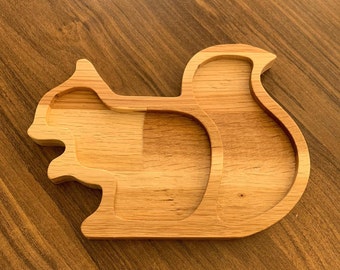 Squirrel Shape Beech Wood Snack Plate|Thanksgiving Table Top Centerpiece Decor|Custom Nut Platter|Realtor Gift|Natural Housewarming Gift