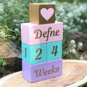 Set of 5 Custom Wooden Cube|Personalized Baby Cube|Wooden Letter Name Block|Wooden Nursery Kid Name Sign|Wood Baby Shower Gift|New Mom Gift