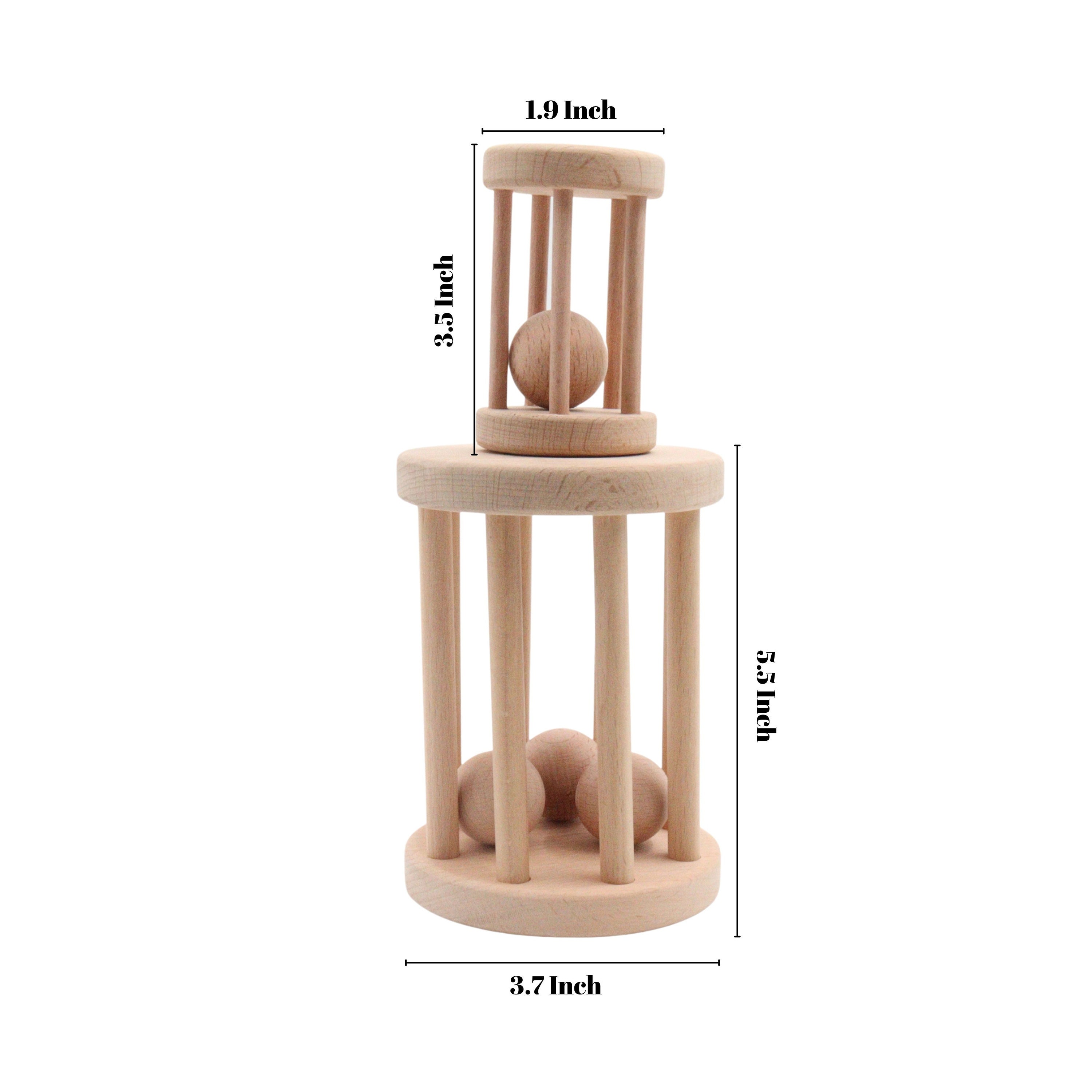 7-teiliges Set Aus Holz-Babyrassel, Bio-Natur-Babyrassel Mit Regenstab
