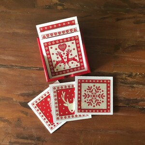 Set of 6 Wooden Christmas Coaster|Custom Handmade Christmas Ornaments|Christmas Holiday Drink Coasters|Original Cute Home Decor|Gift For Mom