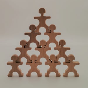 Wooden Flockmen|Wooden Stacking and Balancing Toy|Acrobat Men Natural Wooden Toy|Educational Fun Game|Toy For Toddlers|Kids Birthday Gift