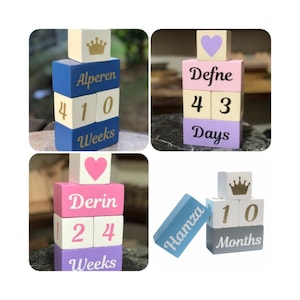 Set of 5 Personalized Kid Name Sign|Wooden Baby Name Cube|Letter Name Block|Wooden Nursery Kid Name Sign|Wood Baby Shower Gift|New Mom Gift