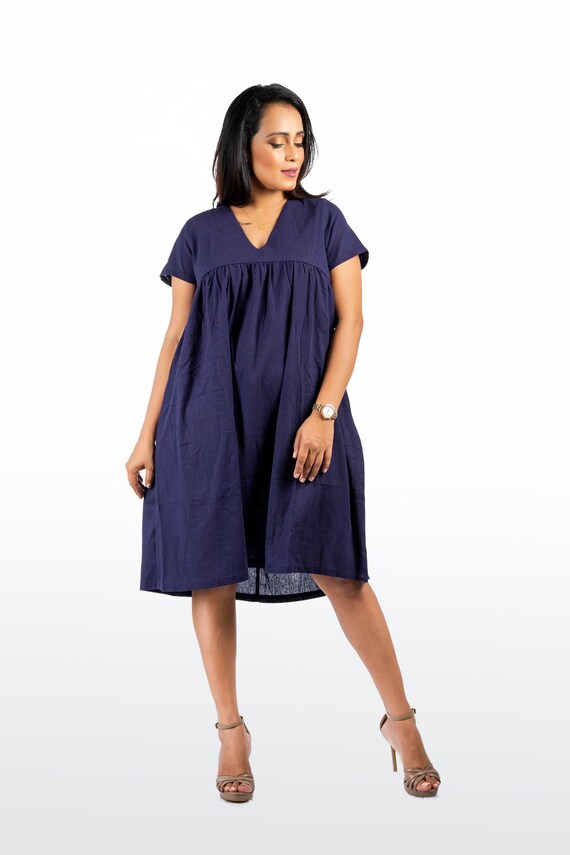 Plus size linen dress with pockets Clearance