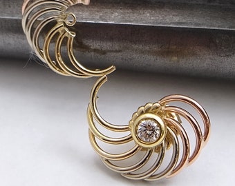 14K Yellow, Rose and White Gold Vintage Earring Jackets