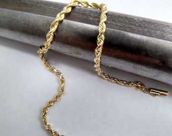 14K Yellow Gold Vintage Rope Chain Bracelet