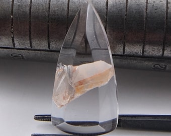 Phantom Crystal in Quartz Faceted Bullet Shaped Gemstone