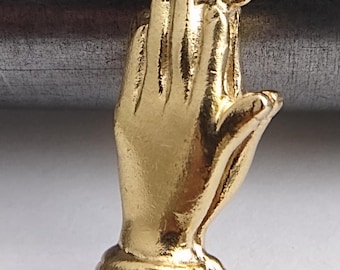 14K Yellow Gold Vintage Praying Hands Charm/Pendant
