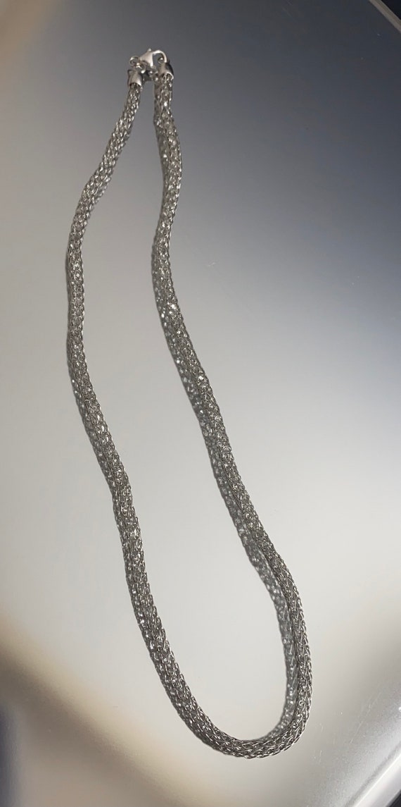 18K White Gold CZ filled mesh chain 15”