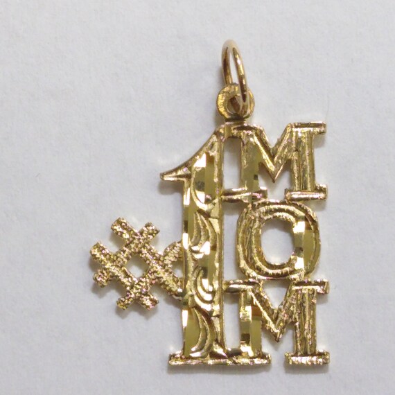 Estate #1 MOM 14KY Gold Charm - image 2