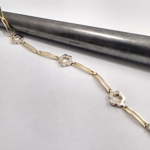 14K Yellow and White Gold Vintage Flower Design Italian Bracelet