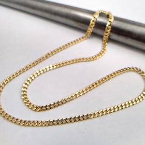 14K Yellow Gold Vintage Concave Curb Link Chain/Necklace