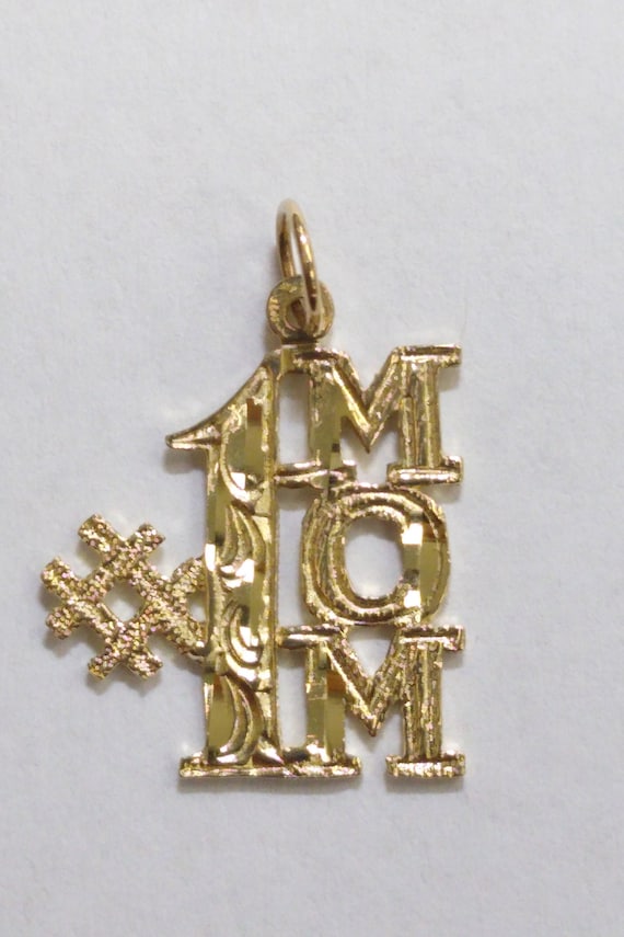 Estate #1 MOM 14KY Gold Charm - image 1