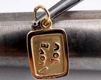 14K Yellow Gold Vintage I Love You Charm