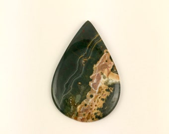 Ocean Jasper with Bloodstone Cabochon -- very flat, large size