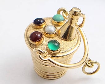 14K Yellow Gold Vintage Wine Bucket Charm/Pendant