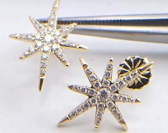 14K Yellow Gold Estate Diamond Star Earrings