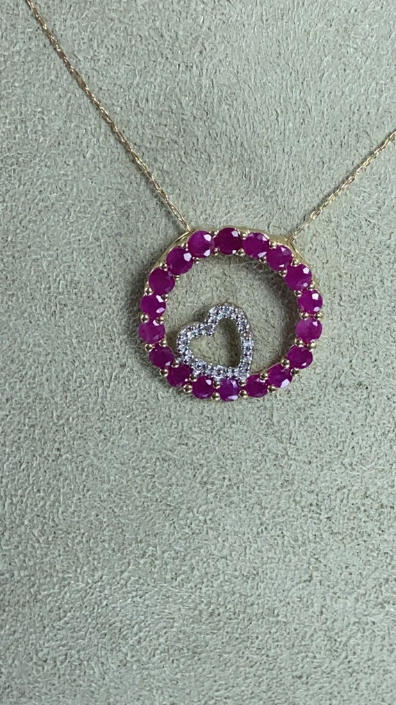 10KY Gold Ruby Lead Glass Filled 20” necklace