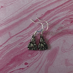 Silver Buddha Dangle Earrings